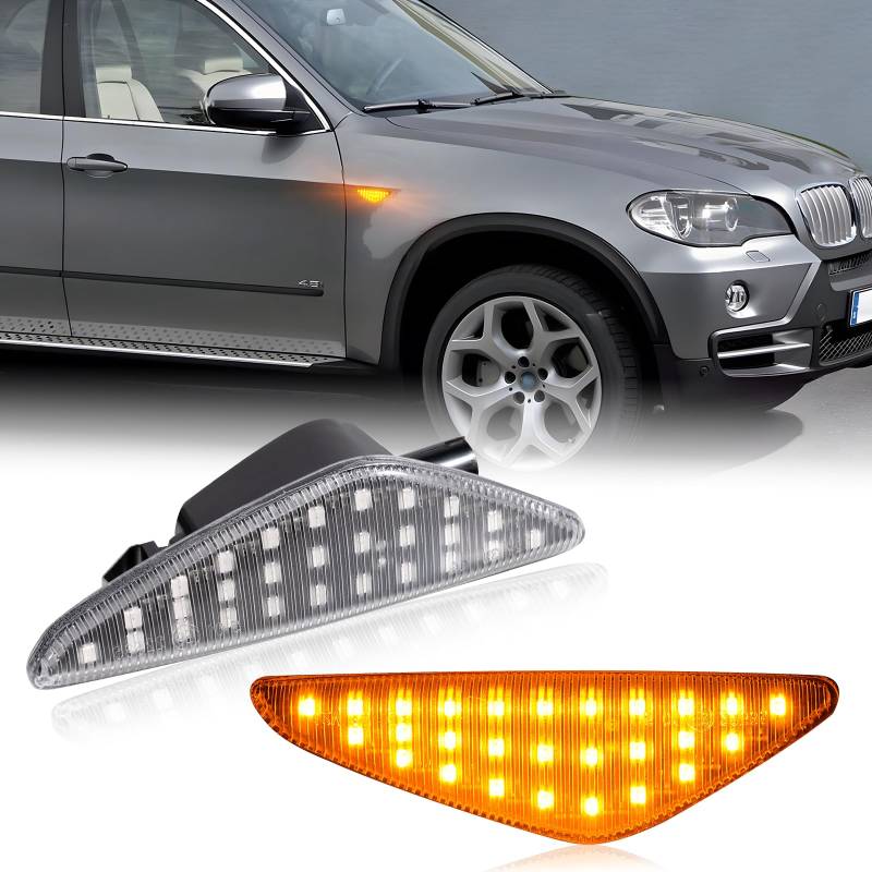 POPMOTORZ LED Blinker Seitenblinker mit Canbus Fehlerfrei für BMW X5 E70 X6 E71 X3 F25, 2 Stücke von POPMOTORZ