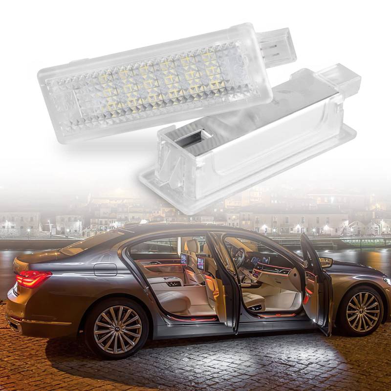 POPMOTORZ LED Innenbeleuchtung Türleuchte Fußraumleuchte für E81/E87/E87N/E60/E61/E65/F01/F02/X5 E70 X6 E71 Z4 E85 E86 mit CAN-Bus, Gepäckbeleuchtung LED 2 Stück (Weiß) von POPMOTORZ