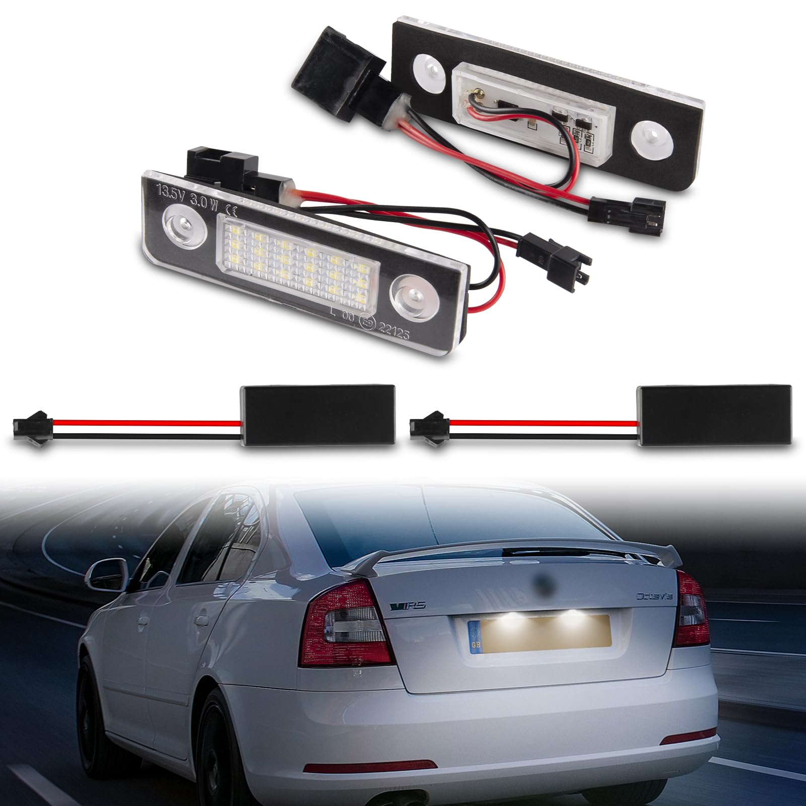 POPMOTORZ LED Kennzeichenbeleuchtung, 2 Stück LED Nummernschildbeleuchtung 2835 SMD mit CanBus Fehlerfrei 6000K Xenon Weiß für Octavia II 1Z Limousine Octavia II 1Z kombi Rommester 5J von POPMOTORZ