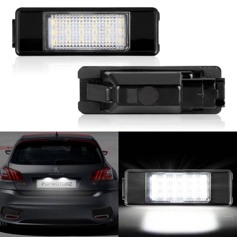 POPMOTORZ LED Kennzeichenbeleuchtung, 2 Stück LED Nummernschildbeleuchtung 2835 SMD mit CanBus Fehlerfrei für P-eugeot 106 1007 207 307 308 30008 Expert 406 407 508 Citroe-n Berlingo C2 C3 C4 C5 C6 C8 von POPMOTORZ