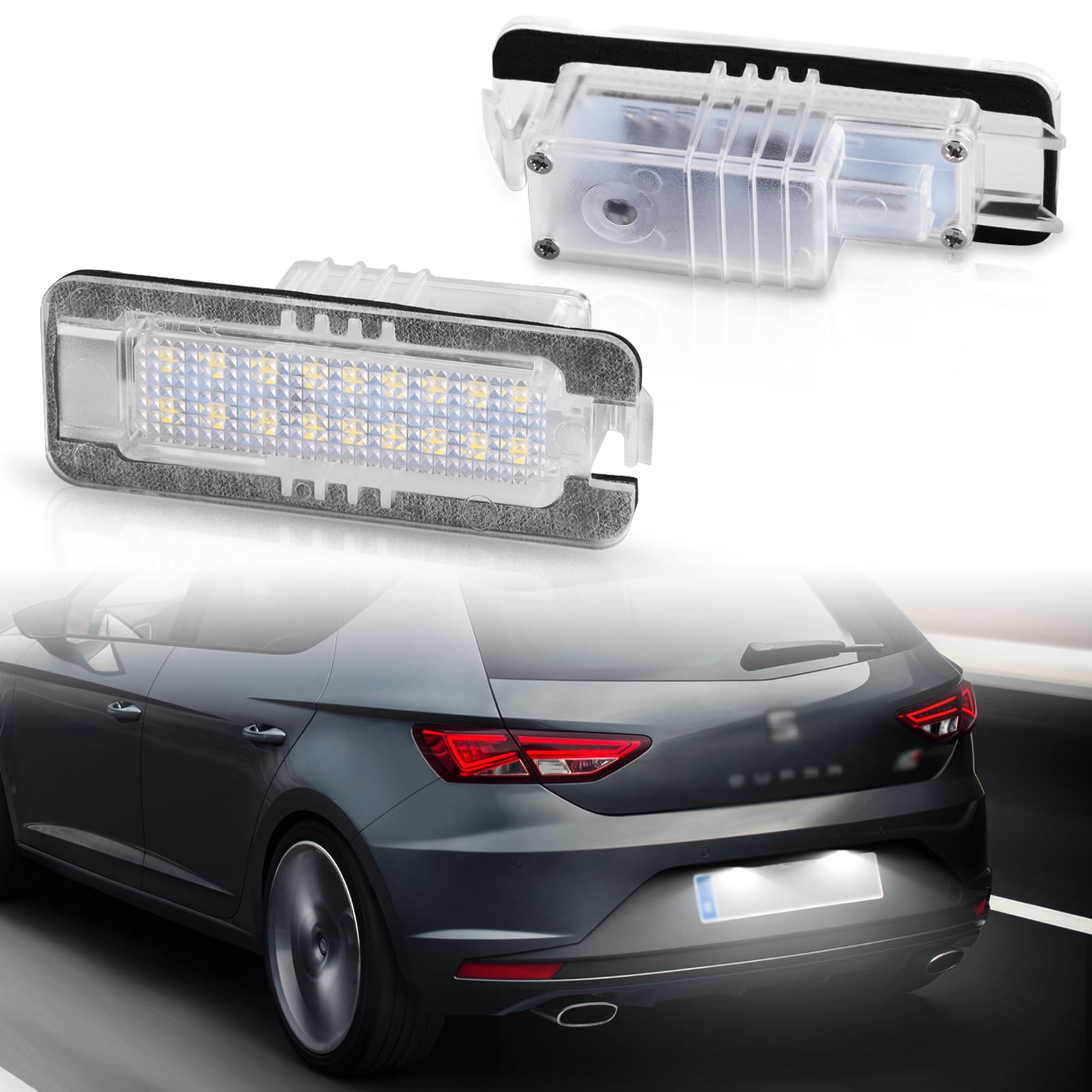 POPMOTORZ LED Kennzeichenbeleuchtung, 2 Stück LED Nummernschildbeleuchtung 2835 SMD mit CanBus Fehlerfrei für SEAT Altea XL Exeo Ibiza Leon2/3 VW GOLF4 GOLF5 GOLF6 GOLF7 Scirocco Passat 3c B6 Polo 9N von POPMOTORZ