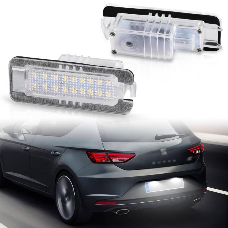 POPMOTORZ LED Kennzeichenbeleuchtung, 2 Stück LED Nummernschildbeleuchtung 2835 SMD mit CanBus Fehlerfrei für SEAT Altea XL Exeo Ibiza Leon2/3 VW GOLF4 GOLF5 GOLF6 GOLF7 Scirocco Passat 3c B6 Polo 9N von POPMOTORZ