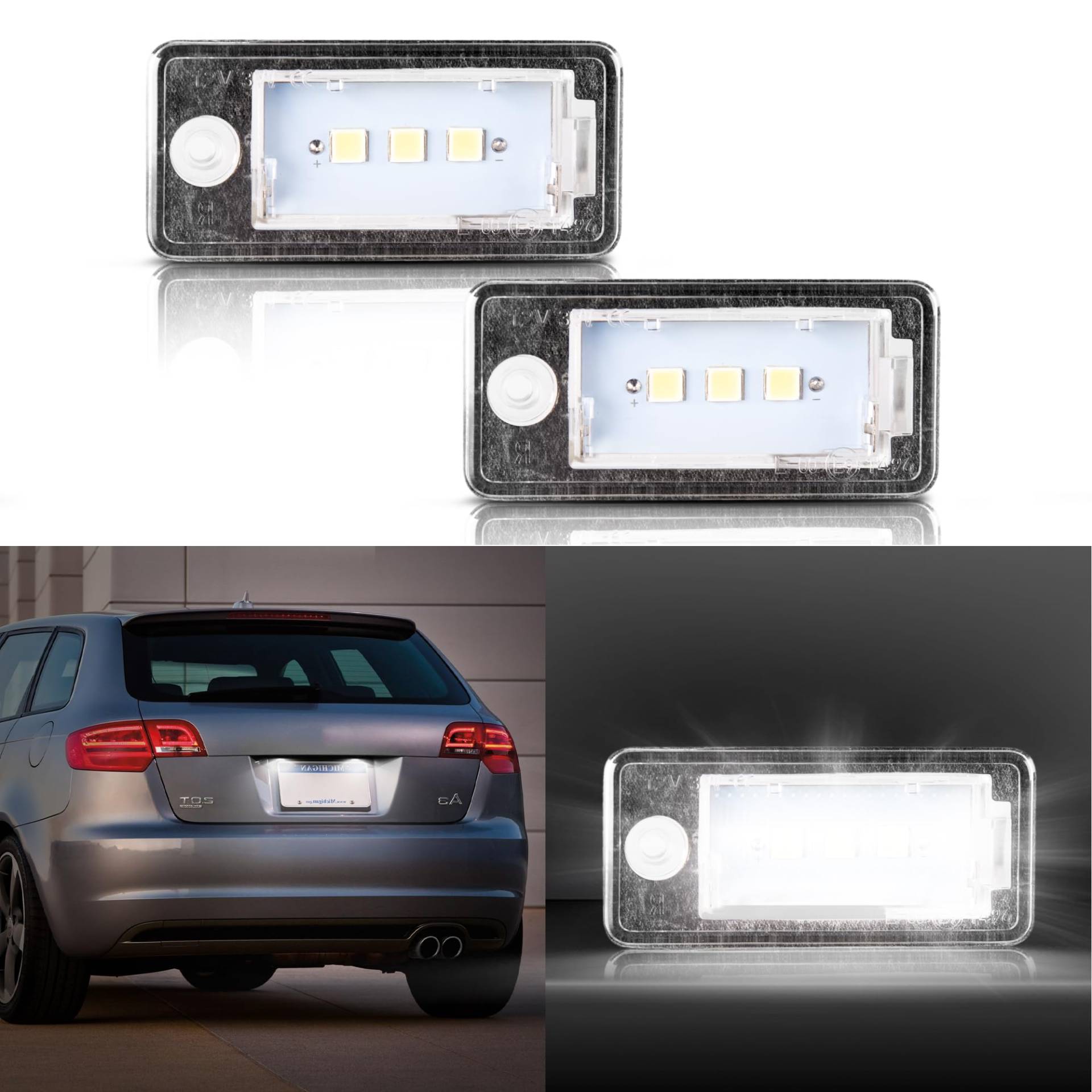 POPMOTORZ LED Kennzeichenbeleuchtung, 2 Stück LED Nummernschildbeleuchtung 5050 SMD mit CanBus Fehlerfrei für A-udi A3 8P/S3 8P/A4 B6 8E/A4 B6 8H/S4 B6 8E/A4 B7 8E/S4 B7 8E/A5 8F/A6 4F/A8 4H/Q7 4L von POPMOTORZ