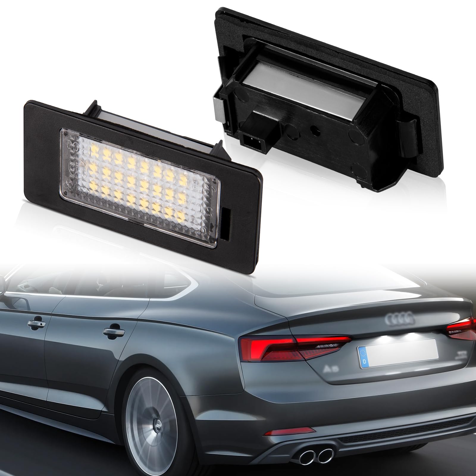 POPMOTORZ LED Kennzeichenbeleuchtung, 2 Stücke LED Nummernschildbeleuchtung für A-udi A1 S1 A4 B8 8K A5 A6 C7 A7 VW GOLF 6 Variant J-etta Passat 3C B6 Shara-n SEAT Alhambra 2 Ibiza Skoda Oktavia 3 von POPMOTORZ