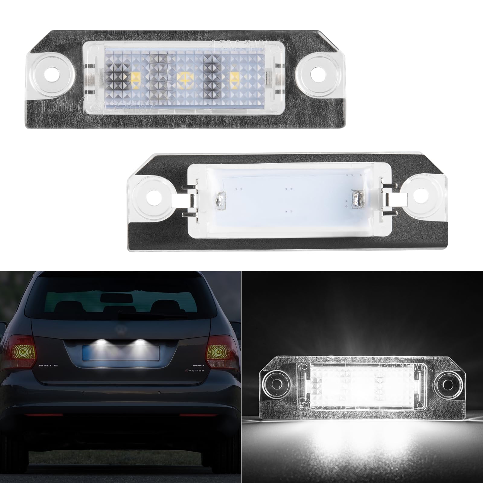 POPMOTORZ LED Kennzeichenbeleuchtung, 2 Stücke Nummernschildbeleuchtung 2835 SMD 12V mit CanBus Fehlerfrei Plug und Play 6000K Xenon Weiß für VW Golf 5 Caddy 3 Passat 3C B6 T5 Skoda Superb von POPMOTORZ