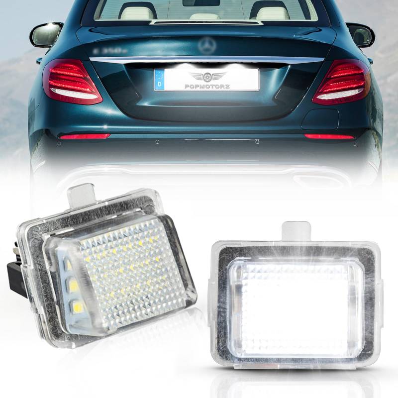 POPMOTORZ LED Kennzeichenbeleuchtung, 2 Stücke Nummernschildbeleuchtung 2835 SMD mit CanBus Fehlerfrei 6000K Xenon Weiß für Mercede-s Benz C-CLASS W204 C204 S204 E-CLASS W212 C207 S212 S-CLASS W221 von POPMOTORZ