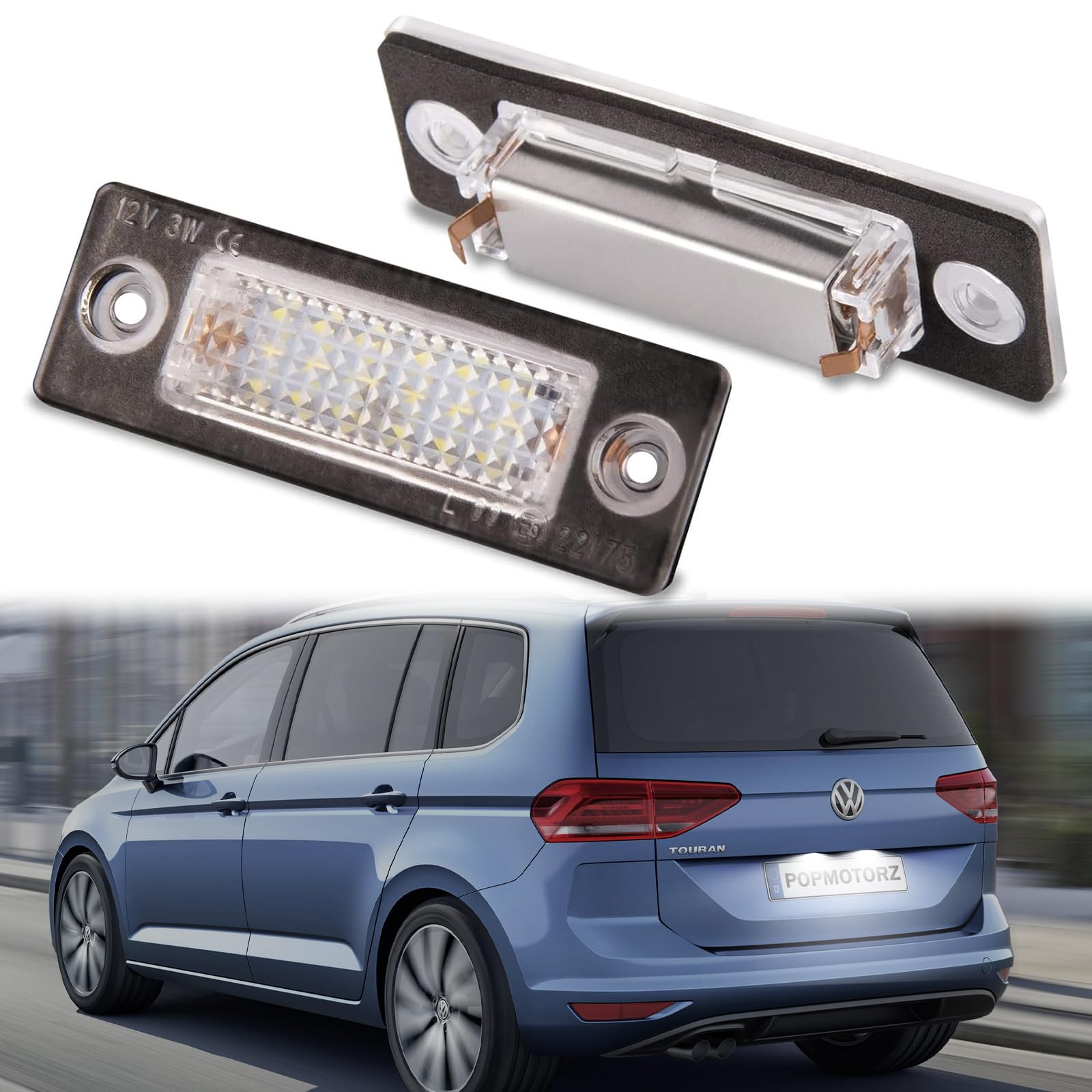 POPMOTORZ LED Kennzeichenbeleuchtung, 2 Stücke Nummernschildbeleuchtung 2835 SMD mit CanBus Fehlerfrei 6000K Xenon Weiß für VW Caddy 2K Golf Plus 5M1 521 P-assat Limousine 3BG/Variant 3C B6 T5 7H 7J von POPMOTORZ