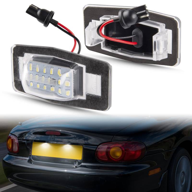 POPMOTORZ LED Kennzeichenbeleuchtung, 2 Stücke Nummernschildbeleuchtung 2835 SMD mit CanBus Fehlerfrei Weiß Einfache Installation für Ford Escape Mercury Mariner Mazda MX-5 Miata MPV 323 / Protege von POPMOTORZ