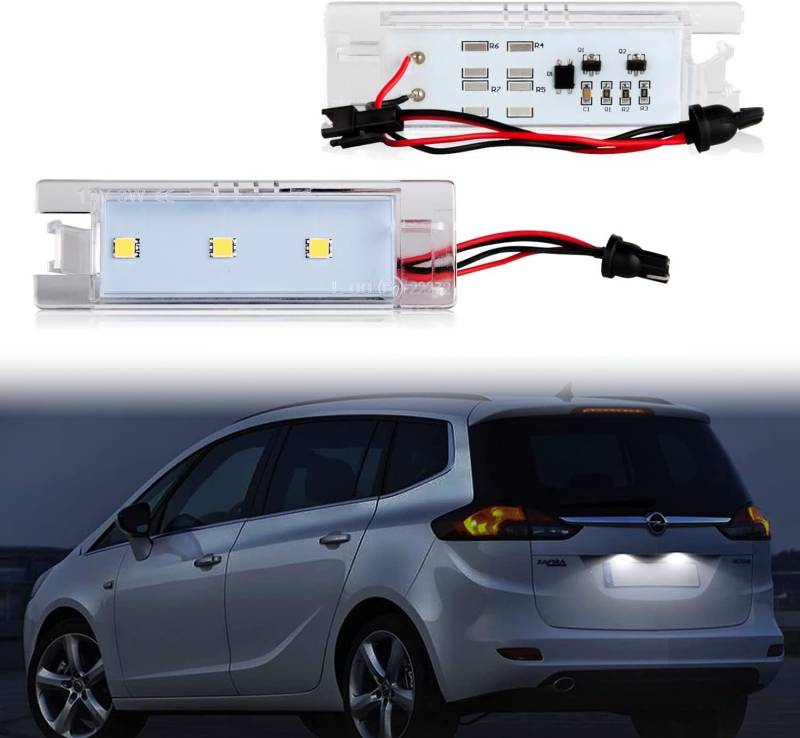 POPMOTORZ LED Kennzeichenbeleuchtung, 2 Stücke Nummernschildbeleuchtung 5050 SMD mit CanBus Fehlerfrei Weiß Einfache Installation für Zafira B Vectra C Corsa C Corsa D Astra H Adam Cascada von POPMOTORZ