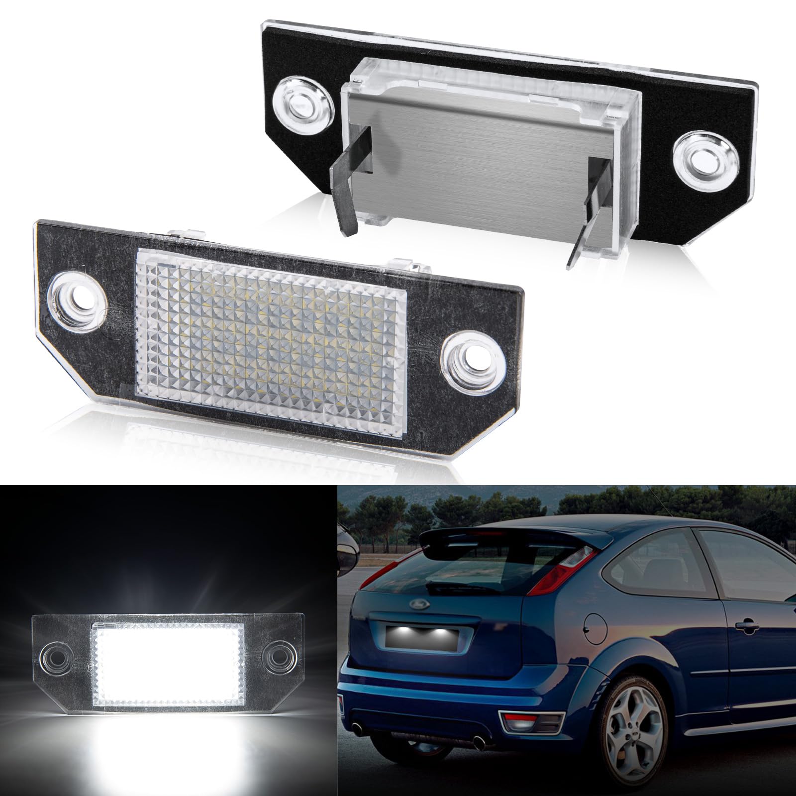 POPMOTORZ LED Kennzeichenbeleuchtung, LED Nummernschildbeleuchtung mit Canbus Fehlerfrei 2835 SMD für Ford C-MAX 2003-2007 Focus MK2 2003-2008, 2 Stück POPMOTORZ LED Kennzeichenbeleuchtung, LED Nummernschildbeleuchtung mit Canbus Fehlerfrei 2835 SMD für Ford C-MAX 2003-2007 Focus MK2 2003-2008, 2 Stück von POPMOTORZ