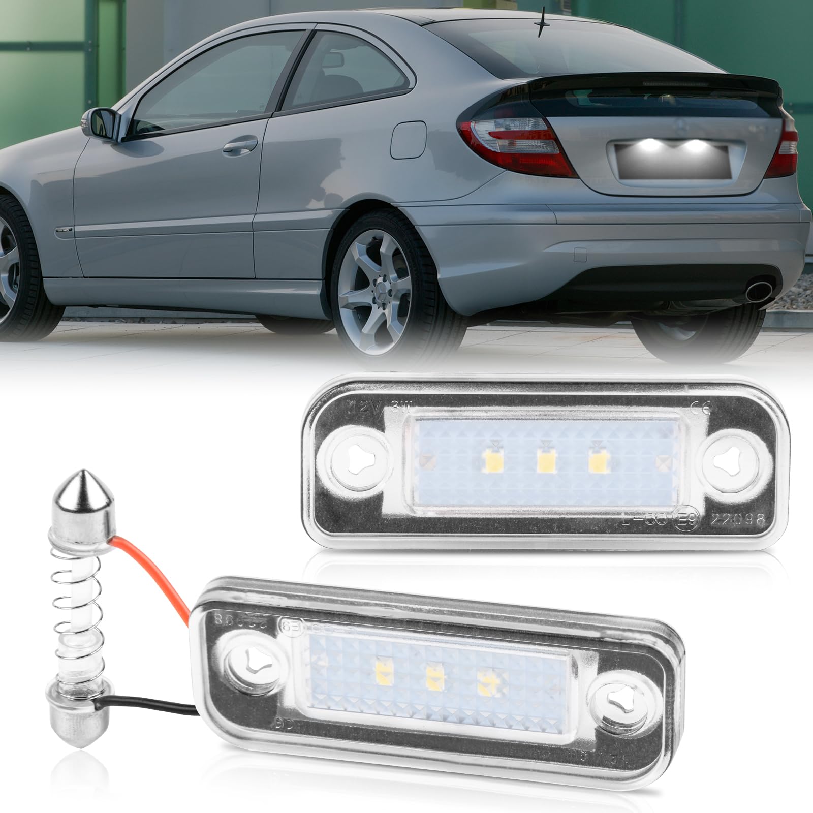 POPMOTORZ LED Kennzeichenbeleuchtung, LED Nummernschildbeleuchtung mit Canbus Fehlerfrei für Mercede-s Benz E-CLASS W211 4D E-CLASS W211 5D C-CLASS W203 5D CLS-CLASS C219 4D SLK-CLASS R171 2D, 2 Stück POPMOTORZ LED Kennzeichenbeleuchtung, LED Nummernschildbeleuchtung mit Canbus Fehlerfrei für Mercede-s Benz E-CLASS W211 4D E-CLASS W211 5D C-CLASS W203 5D CLS-CLASS C219 4D SLK-CLASS R171 2D, 2 Stück von POPMOTORZ