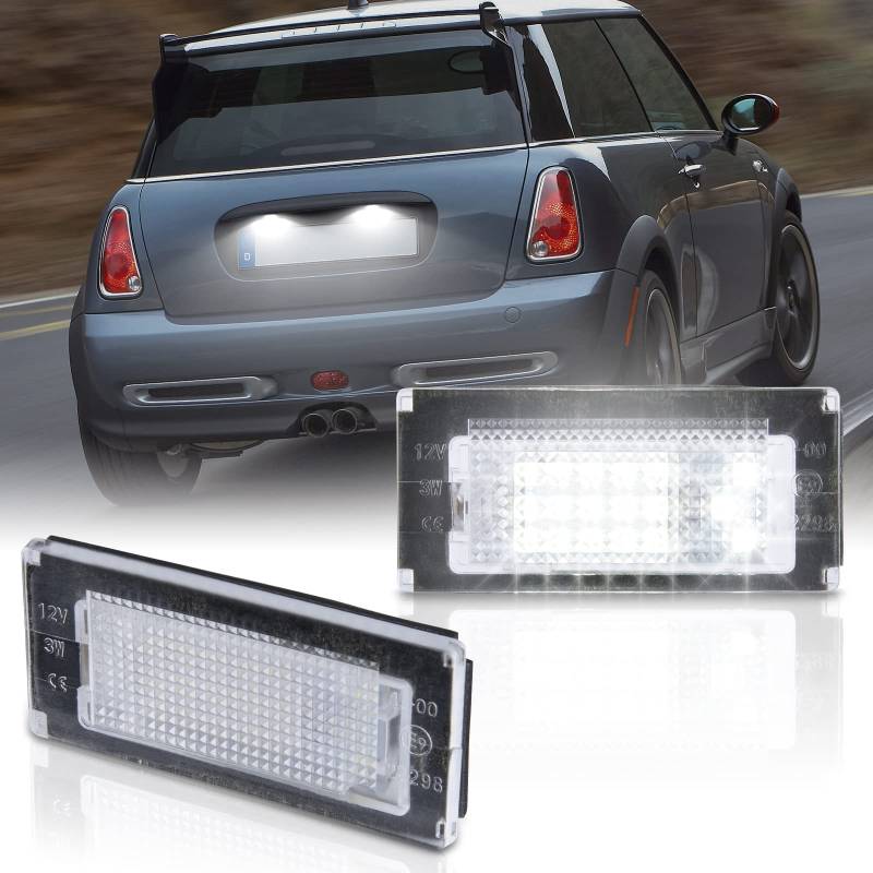 POPMOTORZ LED Kennzeichenbeleuchtung mit CanBus Fehlerfrei 6000K Xenon Weiß Nummernschildbeleuchtung Lampe 2835 SMD für Mini Cooper R50 R52 R53, 2 Stücke von POPMOTORZ