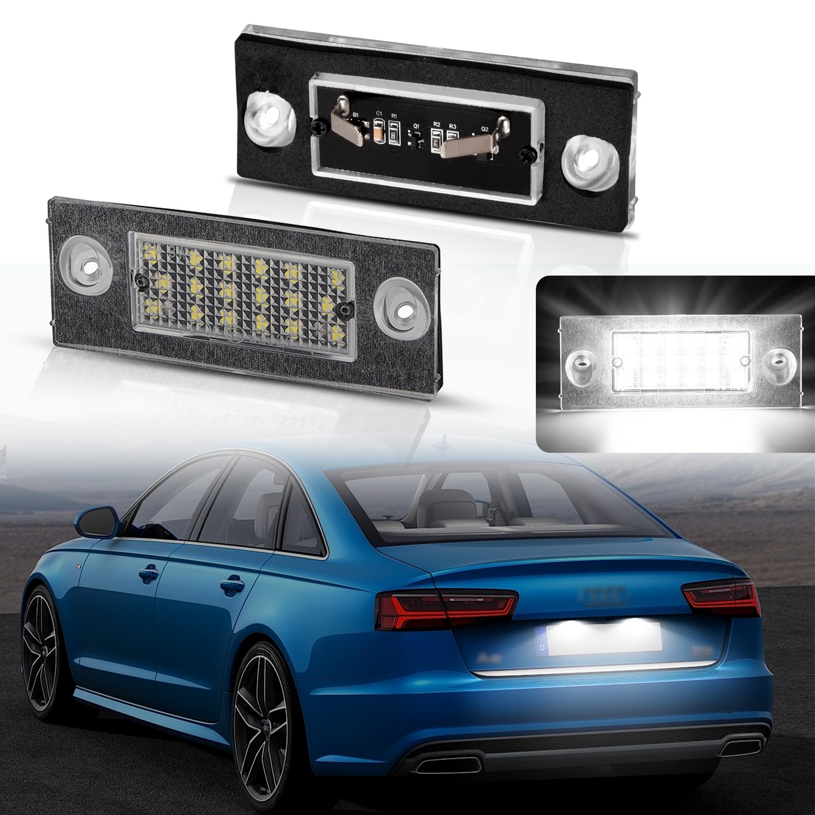 POPMOTORZ LED Kennzeichenbeleuchtung für A-udi A2/A2 Typ 8Z A4 Limousine Typ B5 A4 Avant Typ B5, Nummernschildbeleuchtung mit CanBus Fehlerfrei 2835 SMD, 2 Stück POPMOTORZ LED Kennzeichenbeleuchtung für A-udi A2/A2 Typ 8Z A4 Limousine Typ B5 A4 Avant Typ B5, Nummernschildbeleuchtung mit CanBus Fehlerfrei 2835 SMD, 2 Stück von POPMOTORZ