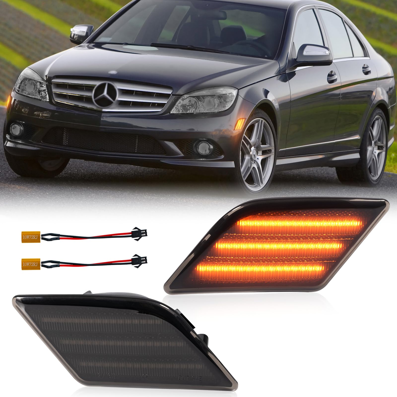 POPMOTORZ LED Seitenblinker, 2 Stücke Frontstoßstange LED Blinker mit Canbus Fehlerfrei 4014 SMD für Mercede-s Benz W204 W204 C300 C350 C63 AMG 2008-2011, Schwarz POPMOTORZ LED Seitenblinker, 2 Stücke Frontstoßstange LED Blinker mit Canbus Fehlerfrei 4014 SMD für Mercede-s Benz W204 W204 C300 C350 C63 AMG 2008-2011, Schwarz von POPMOTORZ