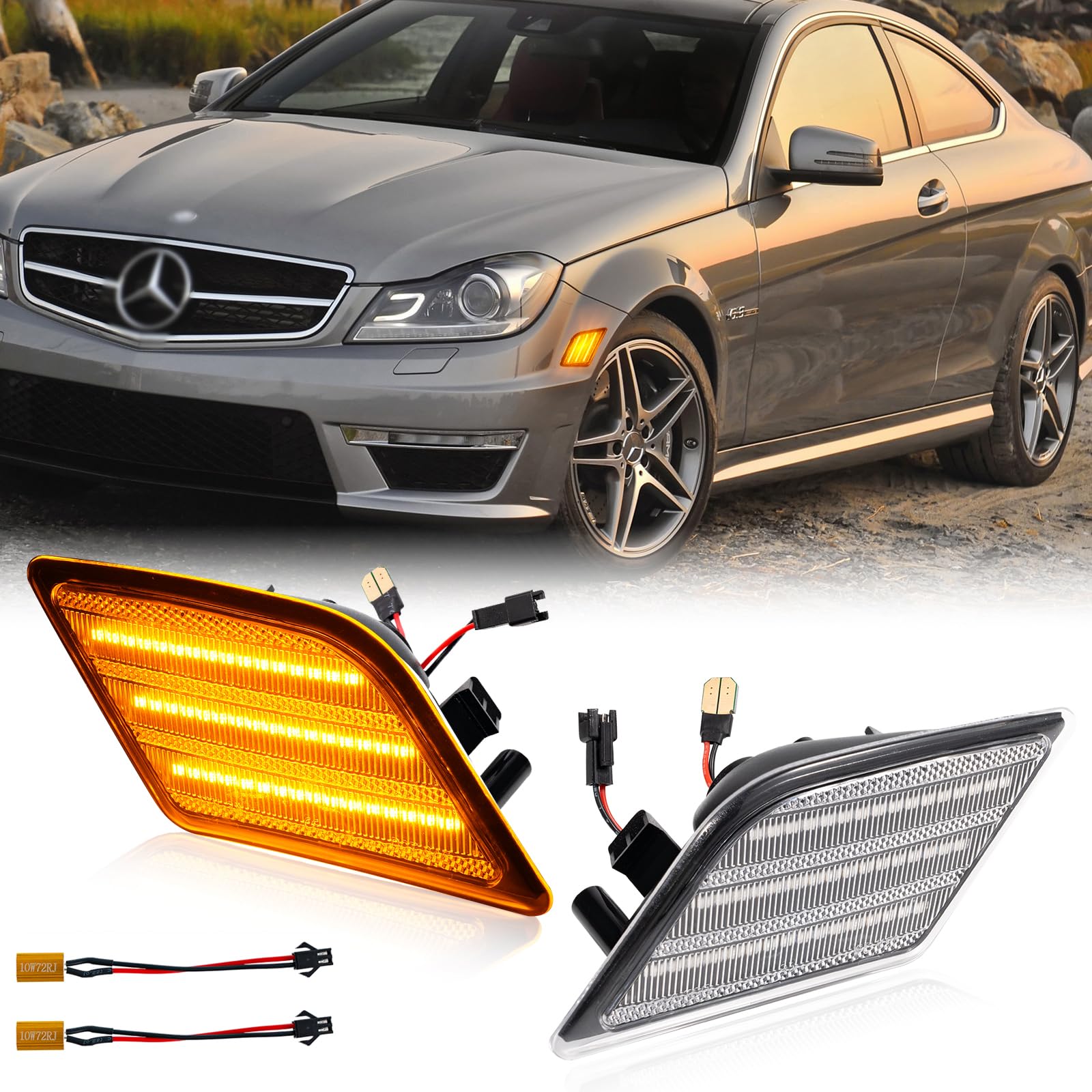 POPMOTORZ LED Seitenblinker, 2 Stücke Frontstoßstange LED Blinker mit Canbus Fehlerfrei 4014 SMD für Mercede-s Benz W204 W204 C300 C350 C63 AMG 2008-2011, Transparent POPMOTORZ LED Seitenblinker, 2 Stücke Frontstoßstange LED Blinker mit Canbus Fehlerfrei 4014 SMD für Mercede-s Benz W204 W204 C300 C350 C63 AMG 2008-2011, Transparent von POPMOTORZ