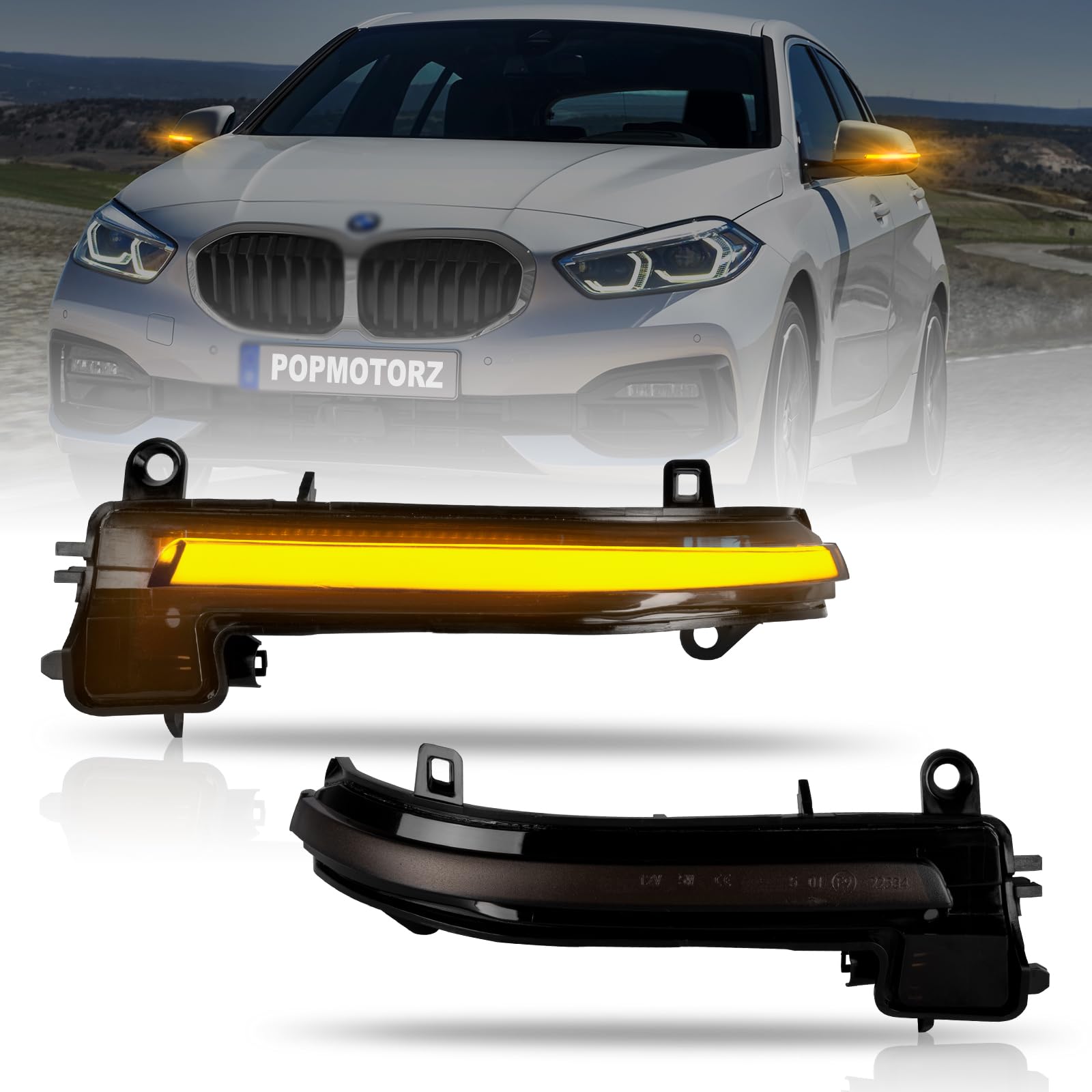 POPMOTORZ LED Spiegelblinker, 2 Stücke LED Blinker mit Canbus Fehlerfrei 2835 SMD Schwarz für BMW F20 F21 F22 F30 F31 F34 GT F35 F32 F33 F36 X1 E84 von POPMOTORZ