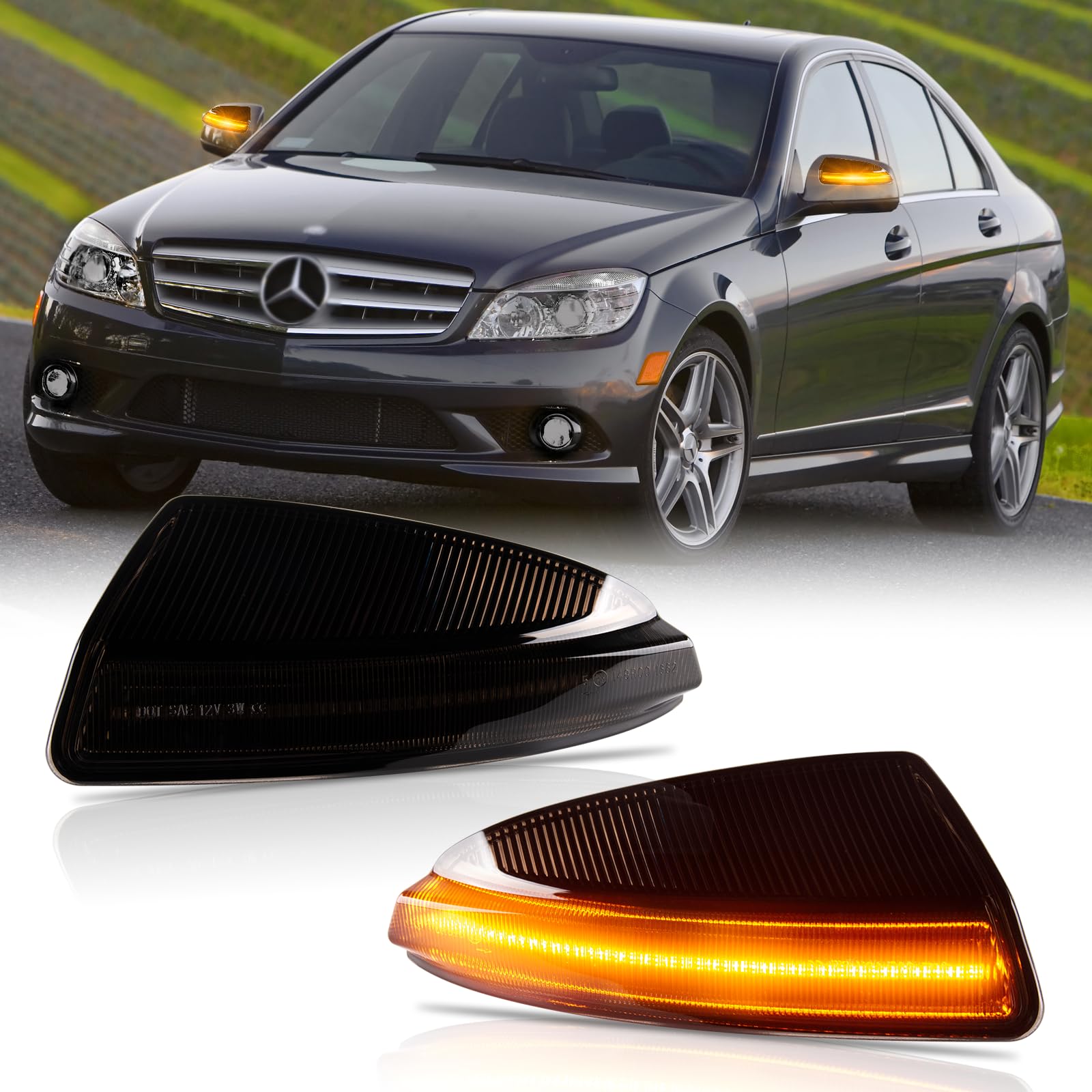 POPMOTORZ LED Spiegelblinker Schwarz mit Canbus Fehlerfrei 2835 SMD für ML Class W164 ML300 ML500 ML550 ML320 C-Class W204 Viano W639 Vito Bus W639, 2 Stücke POPMOTORZ LED Spiegelblinker Schwarz mit Canbus Fehlerfrei 2835 SMD für ML Class W164 ML300 ML500 ML550 ML320 C-Class W204 Viano W639 Vito Bus W639, 2 Stücke von POPMOTORZ