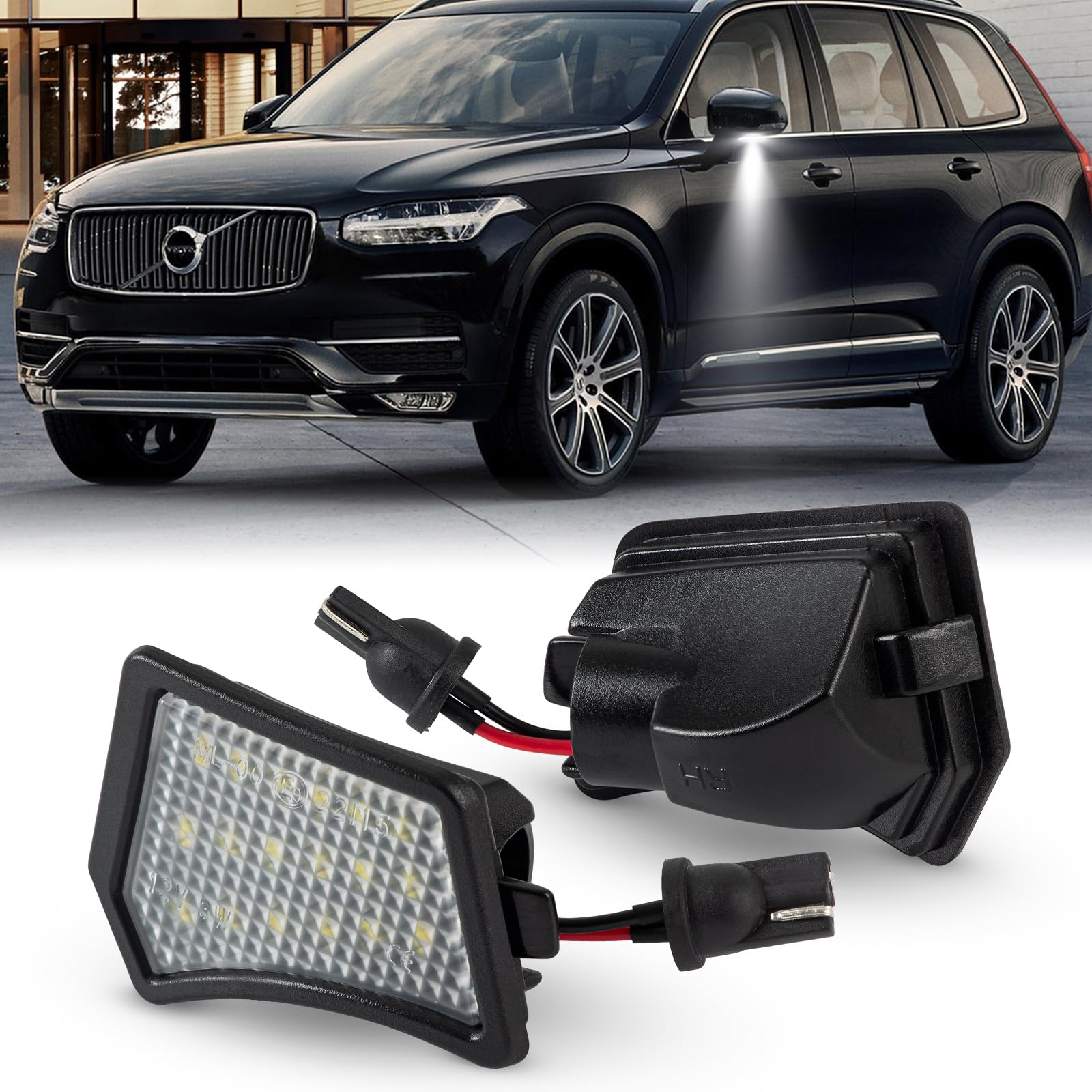 POPMOTORZ 2 Stücke LED Umfeldbeleuchtung Spiegel mit CanBus Fehlerfrei 2835 SMD für Volvo XC90 V50 S40 S60 II V60 V70 III XC70 S80 Jaguar XF XFR XJ-Type von POPMOTORZ