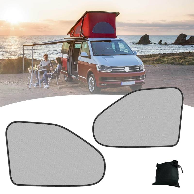POPUBBY Auto Seitenfenster Insektenschutznetze für VW T5 /T6 /T6.1 Californi, 2 Stück Magnetisch Sonnenschutz Seitenscheibe, Magnetische Auto-Frontfenster-Netz Sonnenschutz Moskitonetz für Van von POPUBBY