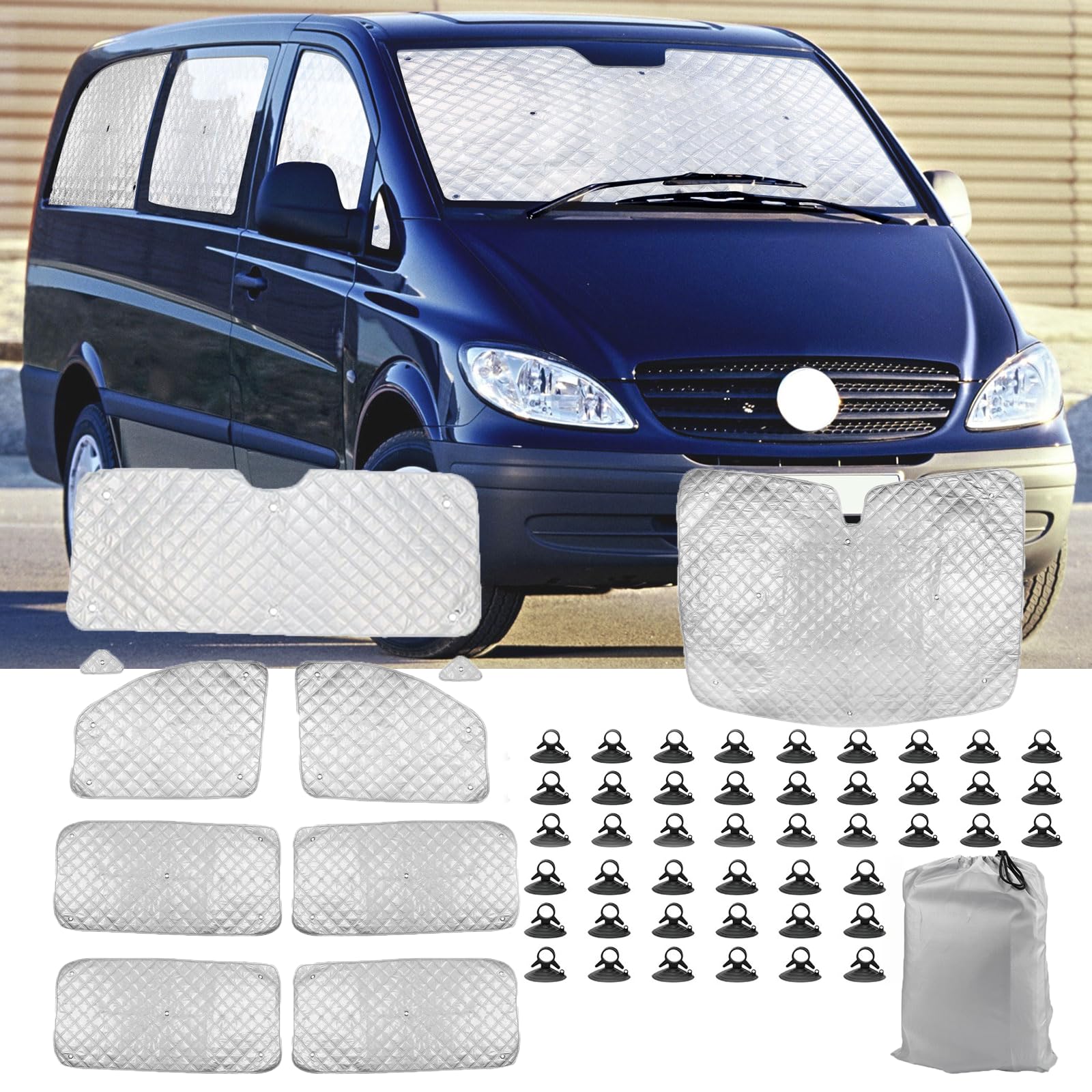 POPUBBY Sonnenschutz Frontscheibe Auto für M-ercedes V-Klasse III W447（LWB） 2014-2024, 10 STK Car Windscreen Sun Shade UV-Proof Sonnenschutz Auto Frontscheibe Schnee Frontscheibenabdeckung von POPUBBY