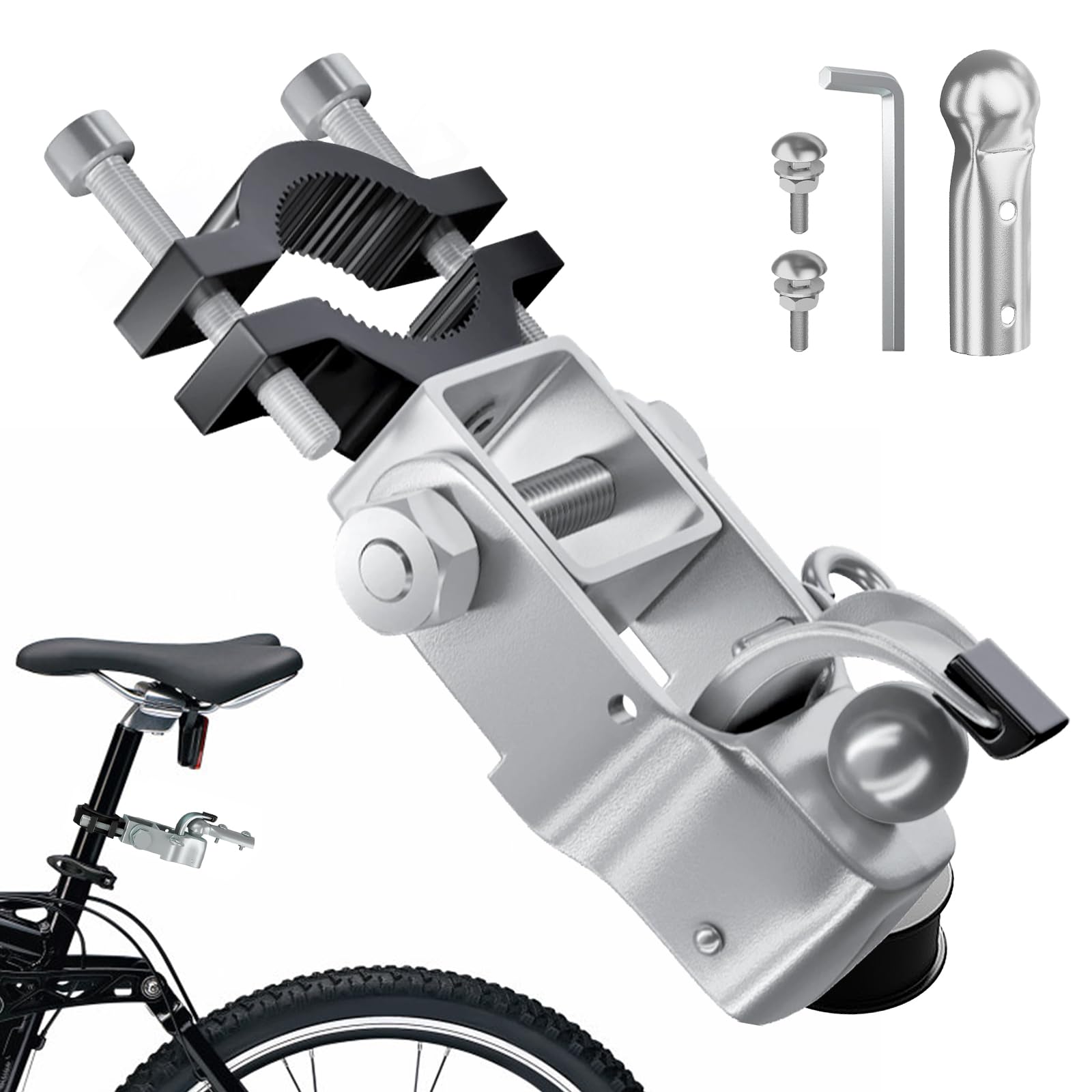 Fahrradanhänger Kupplung, Fahrrad Anhängerkupplung, Verzinkter Stahl Fahrradträger Anhängerkupplung, für 28,6-31,8 mm Sattelstützen, Fahrrad-Anhängerkupplung Zur Befestigung am Sattelklemmbolzen Fahrradanhänger Kupplung, Fahrrad Anhängerkupplung, Verzinkter Stahl Fahrradträger Anhängerkupplung, für 28,6-31,8 mm Sattelstützen, Fahrrad-Anhängerkupplung Zur Befestigung am Sattelklemmbolzen von PORFOYO