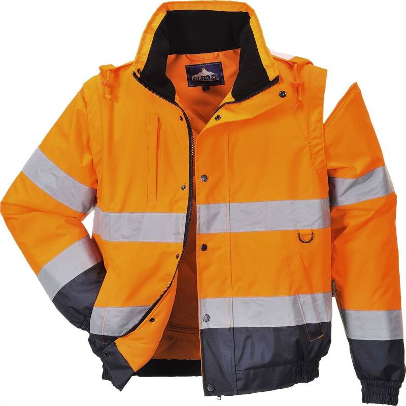 PORTWEST 2-in-1-Sicherheitsjacke. Farbe: Gelb/Marineblau, Größe: S, C468YERS von PORTWEST