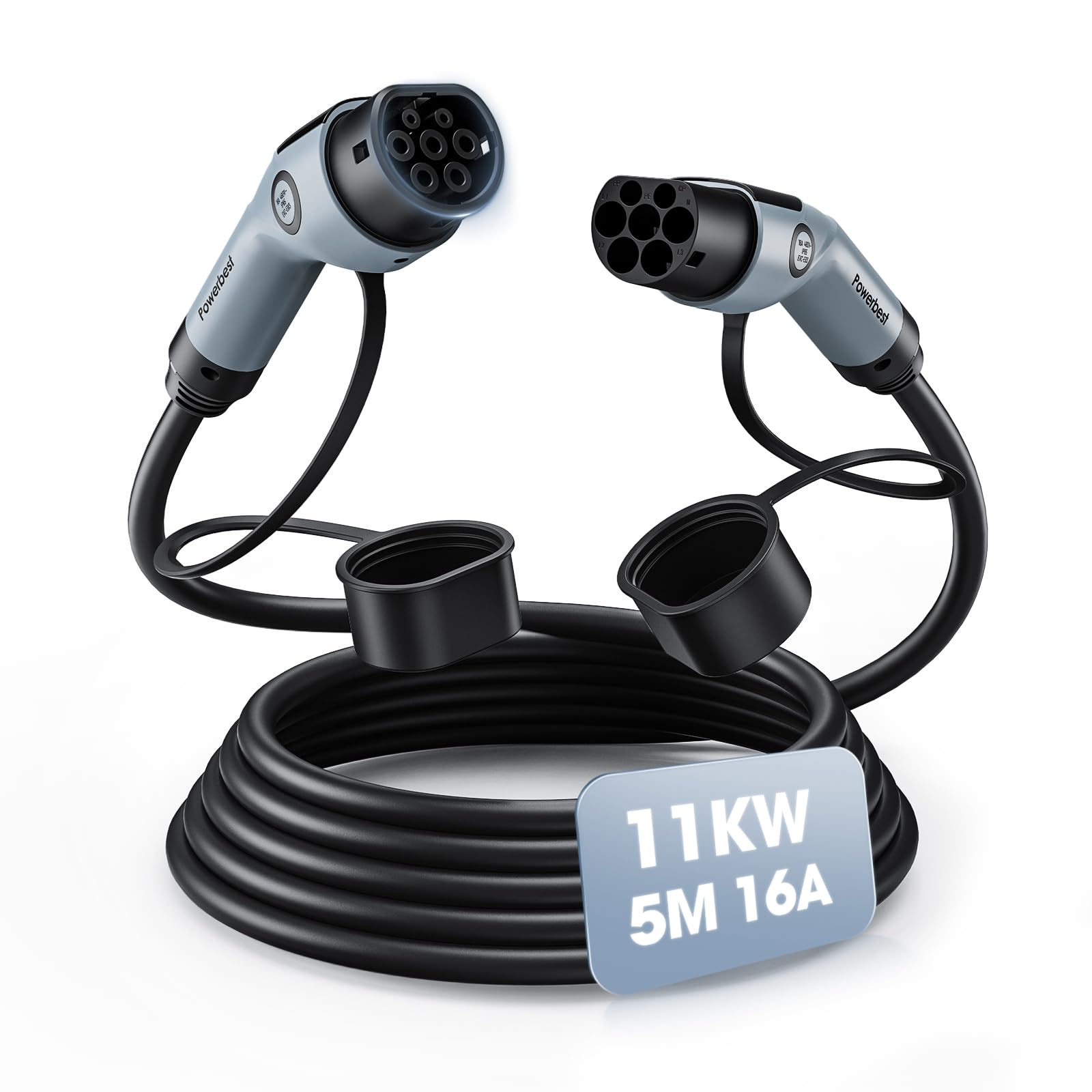 POWERBEST Type 2 Charging Cable, 11 KW 16 A 5 M Charging Cable Electric Car Type 2 3 Phase for E Car EV/PHEV Type 2 to Type 2 Mode 3 Charging Cable POWERBEST Type 2 Charging Cable, 11 KW 16 A 5 M Charging Cable Electric Car Type 2 3 Phase for E Car EV/PHEV Type 2 to Type 2 Mode 3 Charging Cable von POWERBEST