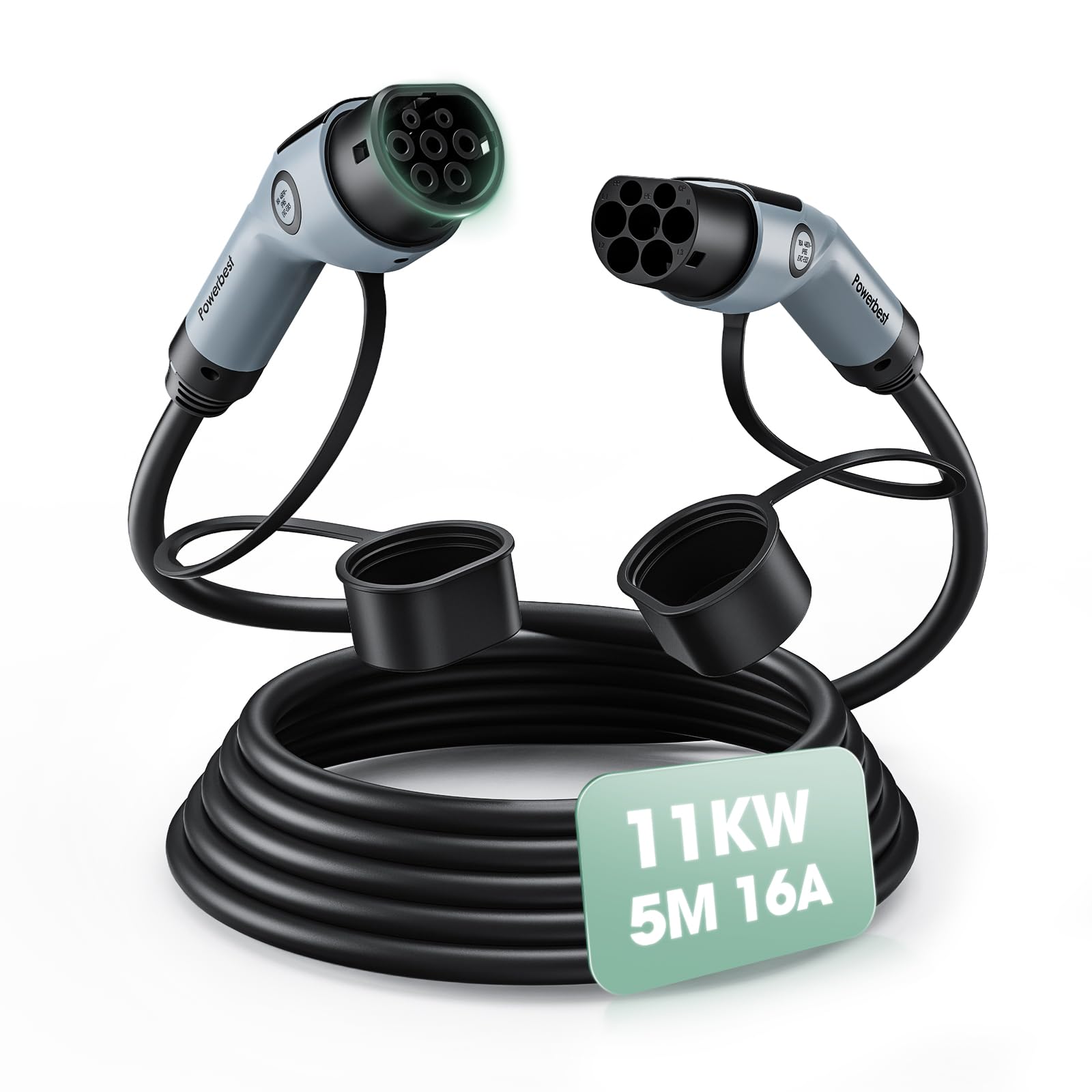 POWERBEST Type 2 Charging Cable, 11 KW 5 M 16 A Charging Cable Electric Car Type 2 3 Phase for E Car EV/PHEV Type 2 to Type 2 Mode 3 Charging Cable, Suitable for Model S/3/X/Y POWERBEST Type 2 Charging Cable, 11 KW 5 M 16 A Charging Cable Electric Car Type 2 3 Phase for E Car EV/PHEV Type 2 to Type 2 Mode 3 Charging Cable, Suitable for Model S/3/X/Y von POWERBEST