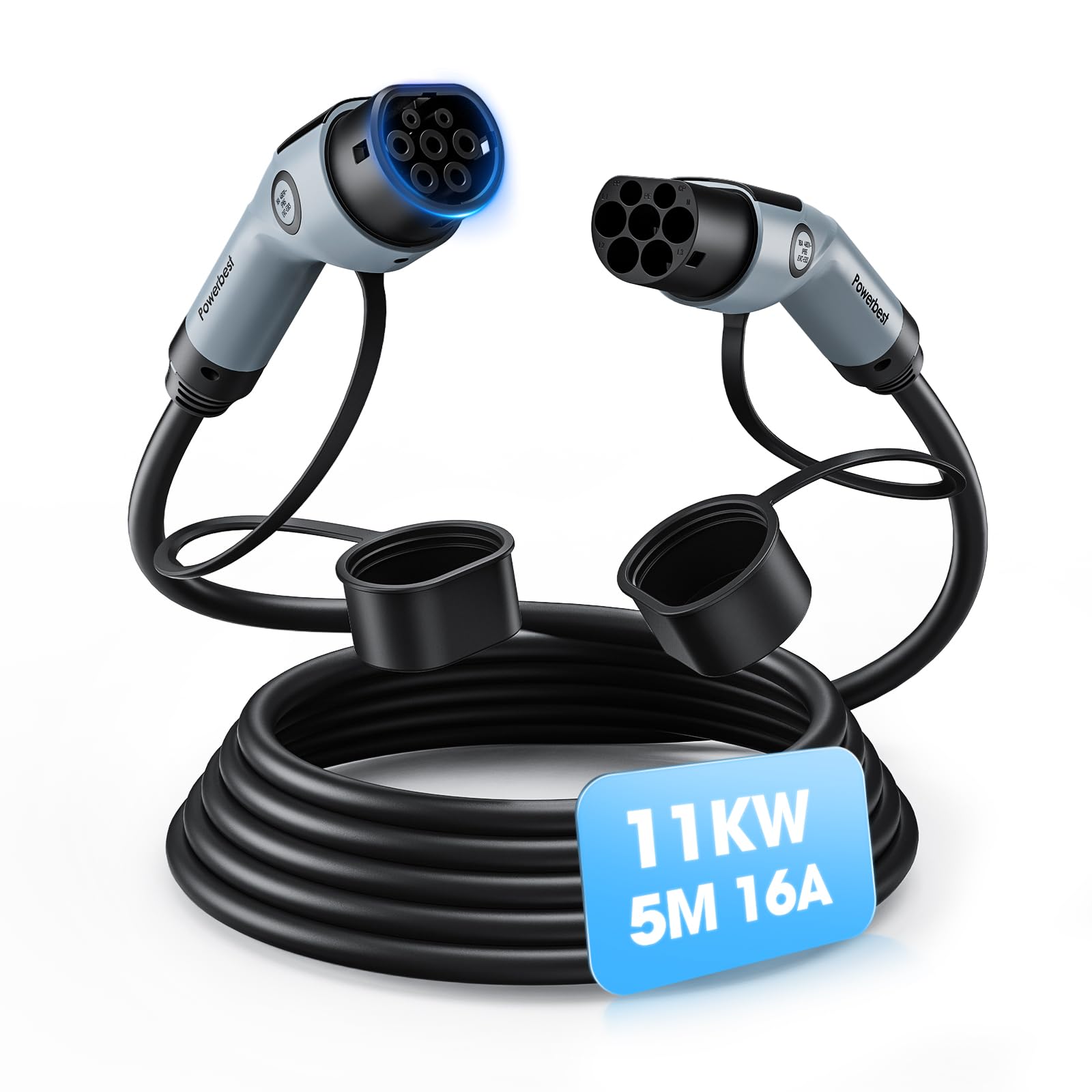 POWERBEST Type 2 Charging Cable, 5 M 11 KW 16 A Charging Cable Electric Car Type 2 3 Phase for E Car EV/PHEV Type 2 to Type 2 Mode 3 Charging Cable, Suitable for Model S/3/X/Y, ID.3, I3 POWERBEST Type 2 Charging Cable, 5 M 11 KW 16 A Charging Cable Electric Car Type 2 3 Phase for E Car EV/PHEV Type 2 to Type 2 Mode 3 Charging Cable, Suitable for Model S/3/X/Y, ID.3, I3 von POWERBEST