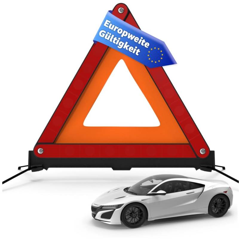 POWR CAR Warndreieck ECE R27 Pannendreieck 2025 - Auto PKW Notfalldreieck gemäß StVO - Unfall & Pannen als Autozubehör von POWR CAR