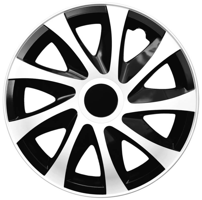 PP 4-er Set Radkappen Radzierblenden Draco CS 14 Zoll 14'' schwarz weiß Black White von Buosha