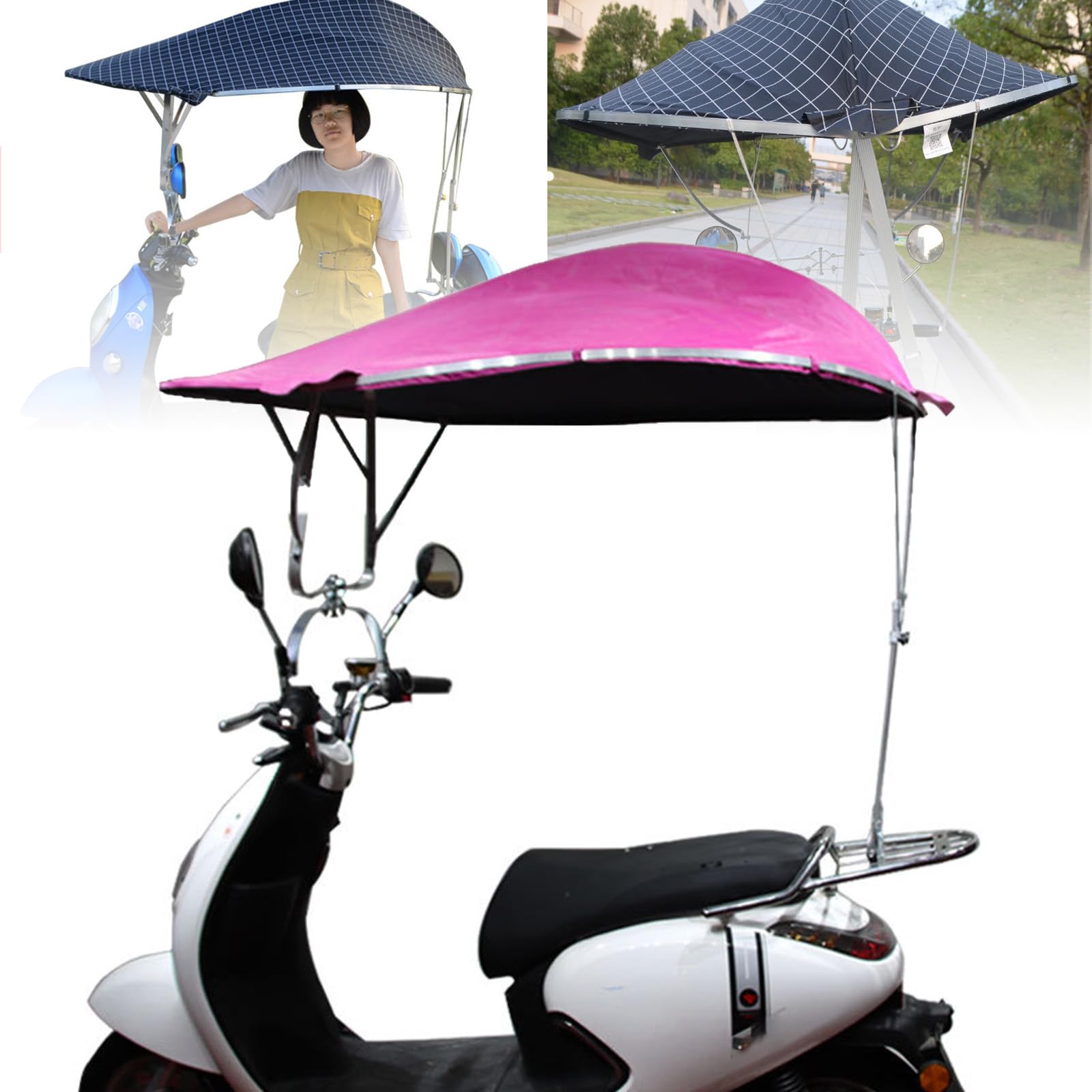 Universelle Regenabdeckung Für Motorroller – Doppellagiges Schirmtuch, Maximaler Sonnenschutz Und Regenschutz | 360-Grad-Drehung Der Vorderseite des Autos, Universelles Elektromotorrad,Pink Universelle Regenabdeckung Für Motorroller – Doppellagiges Schirmtuch, Maximaler Sonnenschutz Und Regenschutz | 360-Grad-Drehung Der Vorderseite des Autos, Universelles Elektromotorrad,Pink von PPLDABNK