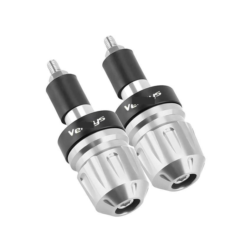 PPWIALL Motorrad Lenker Griffe Kappe Für V-sys650 V-sys1000F Motorradgriffe Enden Lenker Gegengewicht Kappe Stecker Rutsche Motorradgriffe Endschieber Stecker Kappen Lenker Plugs(Silver) von PPWIALL