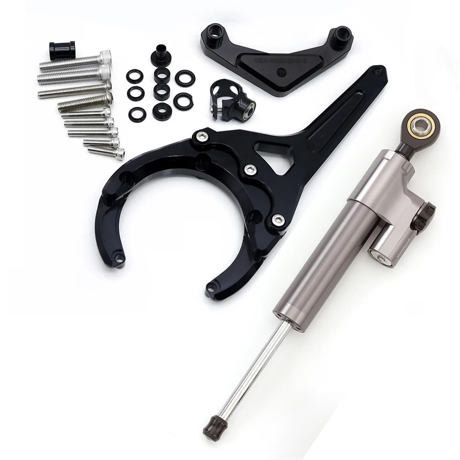 PPWIALL Motorrad Lenkungs DäMpfer CNC-Lenkungsdämpfer Für Suzuki Für GSXS1000/F 2016-2024 Motorrad Stabilisierender Dämpferhalterungs-Montagesatz Motorrad-Stoßdämpfer(Gray) von PPWIALL
