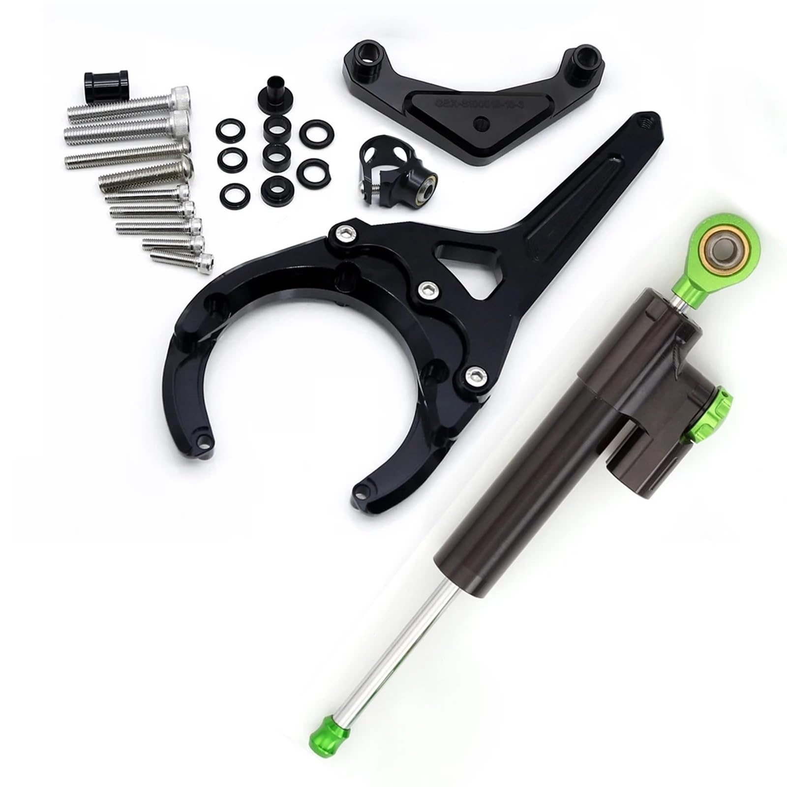 PPWIALL Motorrad Lenkungs DäMpfer CNC-Lenkungsdämpfer Für Suzuki Für GSXS1000/F 2016-2024 Motorrad Stabilisierender Dämpferhalterungs-Montagesatz Motorrad-Stoßdämpfer(Green A) von PPWIALL