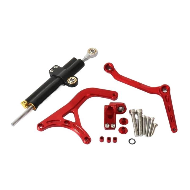 PPWIALL Motorrad Lenkungs DäMpfer Für Ducati Für Multistrada MTS V4 Rally Pikes Peak Motorrad Titan Lineal Richtungsdämpferhalterung Motorrad Stoßdämpfer(Red) von PPWIALL