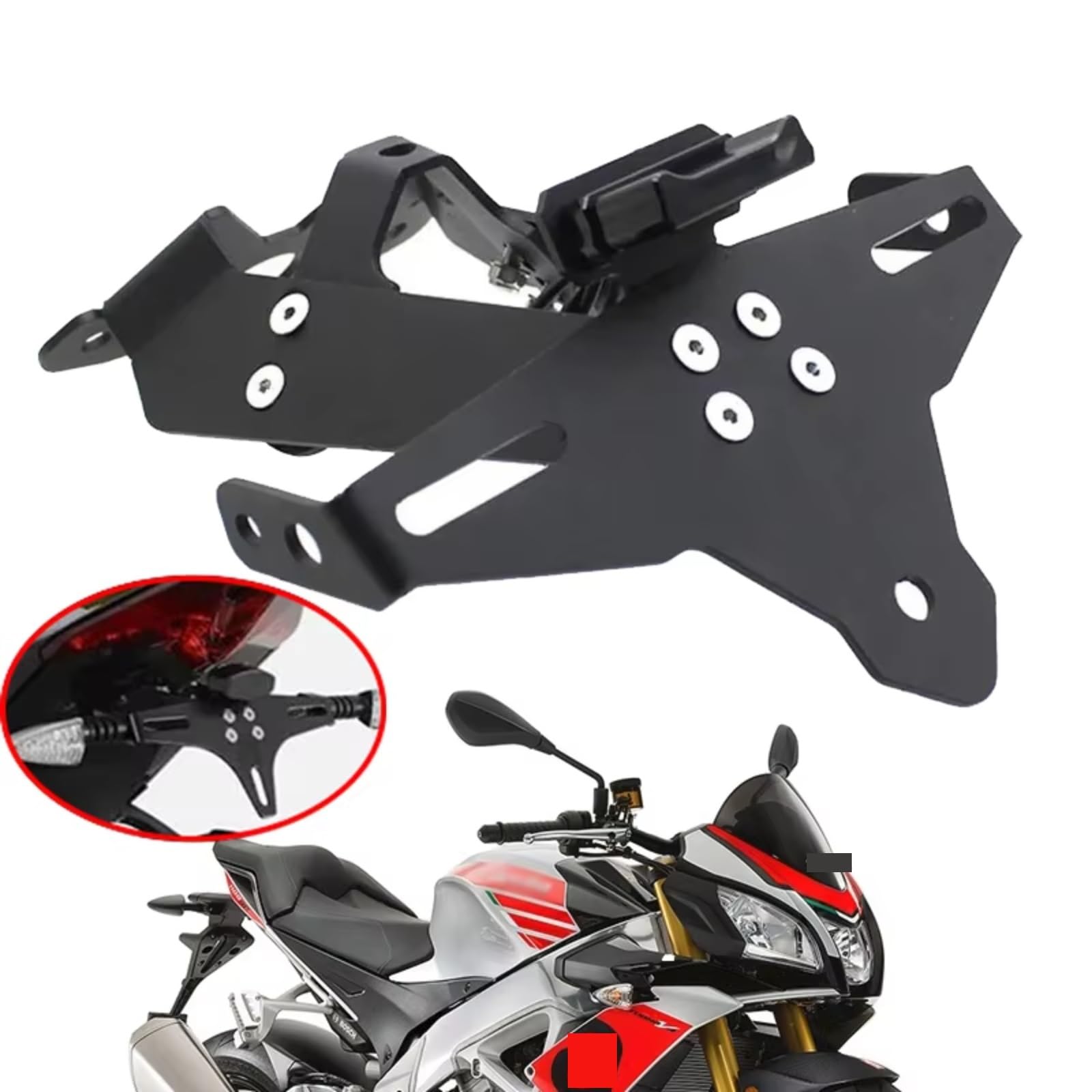 PQAIECXD Motorrad-kennzeichenhalter Kompatibel Mit Aprilia Für Tuono V4 1100 Tuonov4 2021 2022 2023 2024 Motorradzubehör Verkleidung Für Eliminator Kennzeichenhalter(Black 2) von PQAIECXD