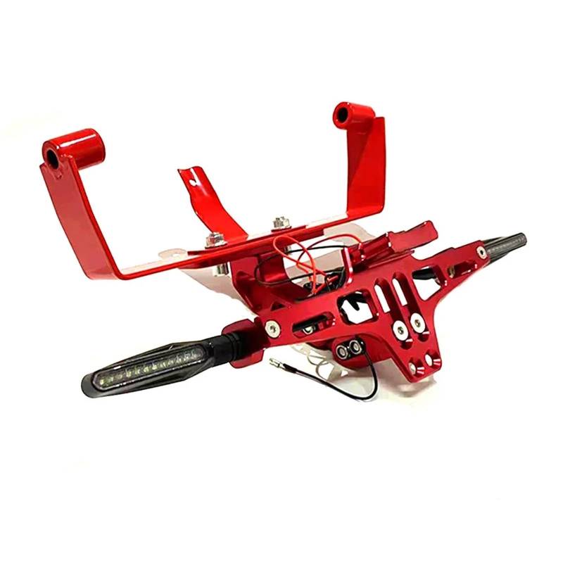 PQAIECXD Motorrad-kennzeichenhalter Kompatibel Mit Italjet Für Dragster Für 200 Für 250i Für 125 Für 400 Kennzeichenhalter Blinkerhalter Kennzeichenleuchte(Red with Turn Signal) von PQAIECXD