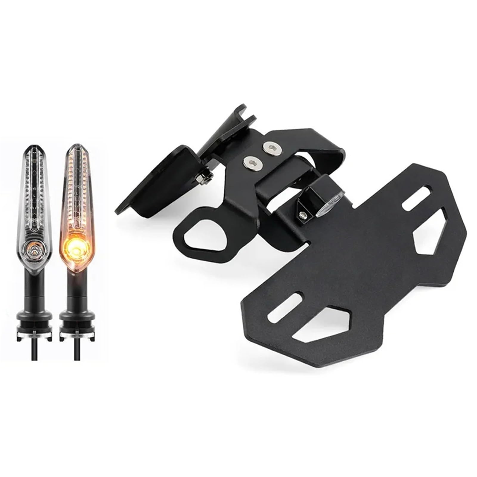 PQAIECXD Motorrad-kennzeichenhalter Kompatibel Mit MT-07 Für FZ-07 2014-2023 Für YZF-R7 2021-2024 Motorrad-Kennzeichenhalter Blinker Licht Zubehör Rahmen Einstellbar(Signals Bracket) von PQAIECXD
