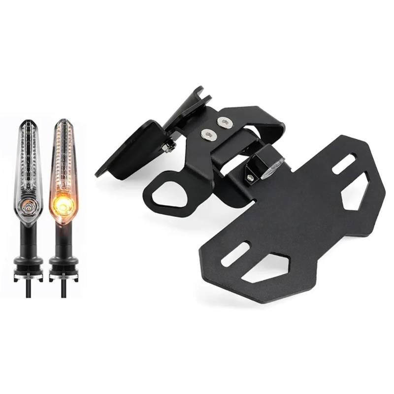 PQAIECXD Motorrad-kennzeichenhalter Kompatibel Mit MT-07 Für FZ-07 2014-2023 Für YZF-R7 2021-2024 Motorrad-Kennzeichenhalter Blinker Licht Zubehör Rahmen Einstellbar(Signals Bracket) von PQAIECXD