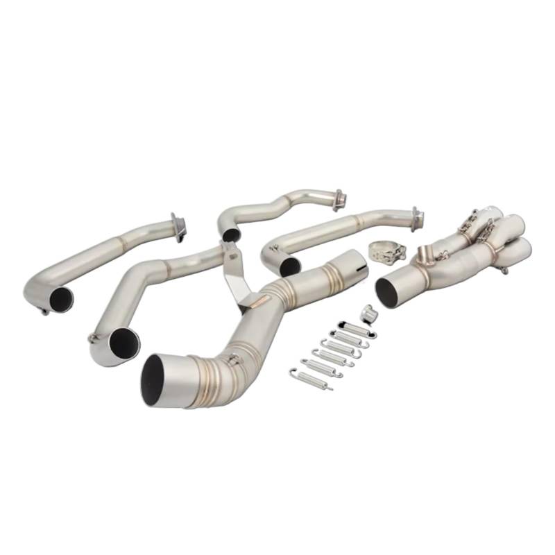 PQAIECXD Motorradauspuff Für Ninja Z900 A2 2017 2018 2019 2020 2021 2022 2023 2024 Motorradauspuff Für Fluchtsysteme Header Front Link Rohrverbindung 51mm Schalldämpfer(Silver) von PQAIECXD