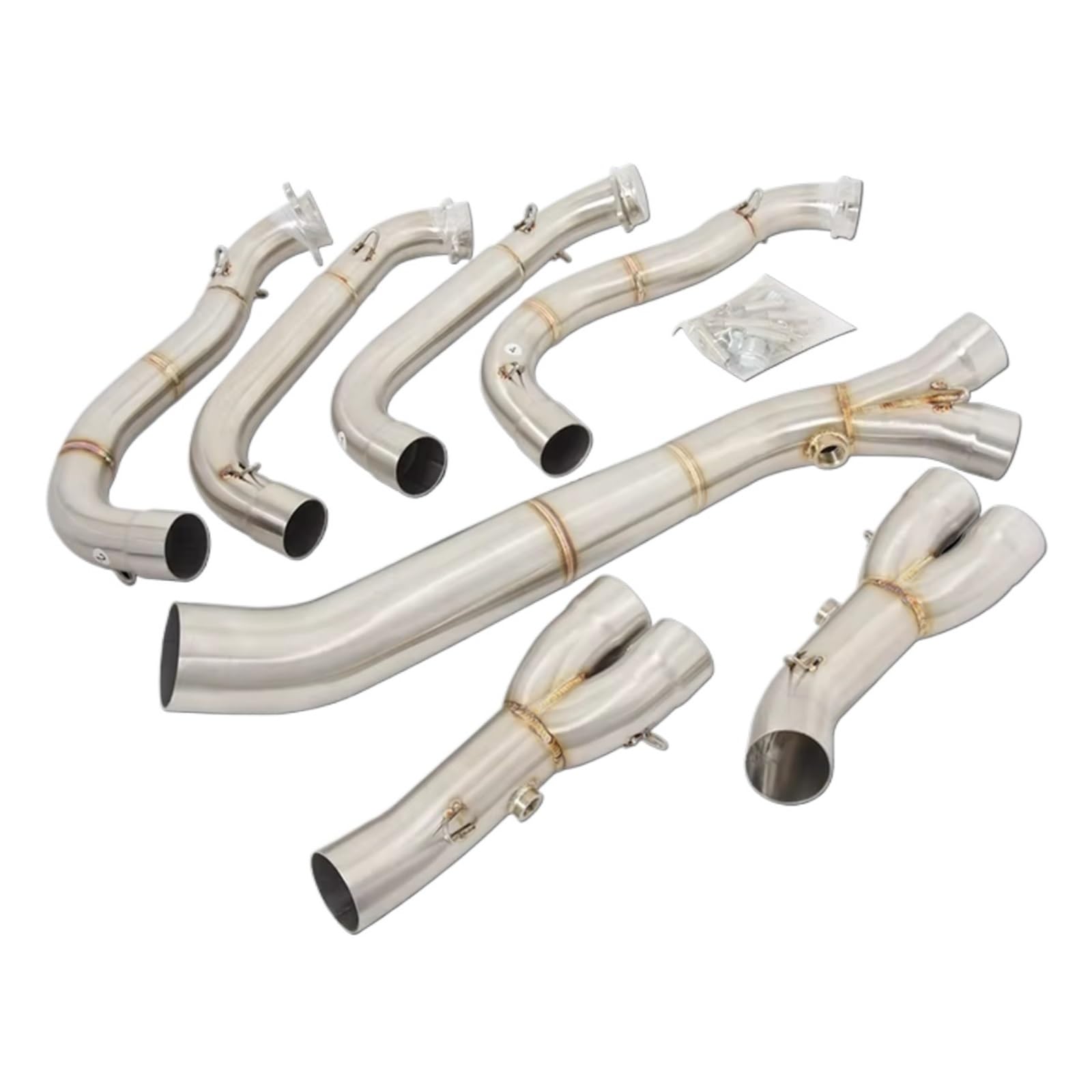 PQAIECXD Motorradauspuff Für S1000RR 2010-2018 Für S1000R 2015-2018 Komplettsystem-Motorradauspuff Für Escape Header Front Link Pipe Für Connect 60mm Schalldämpfer(Silver) von PQAIECXD