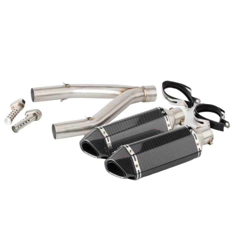PQAIECXD Motorradauspuff Kompatibel Mit Aprilia Für Dorsoduro 750 2008 2009 2010 2011 2012 2013 2014 2015 2016 Motorrad-Verbindungsrohr-Schalldämpfer-Auspuffrohr Mit DB-Killer(C) von PQAIECXD