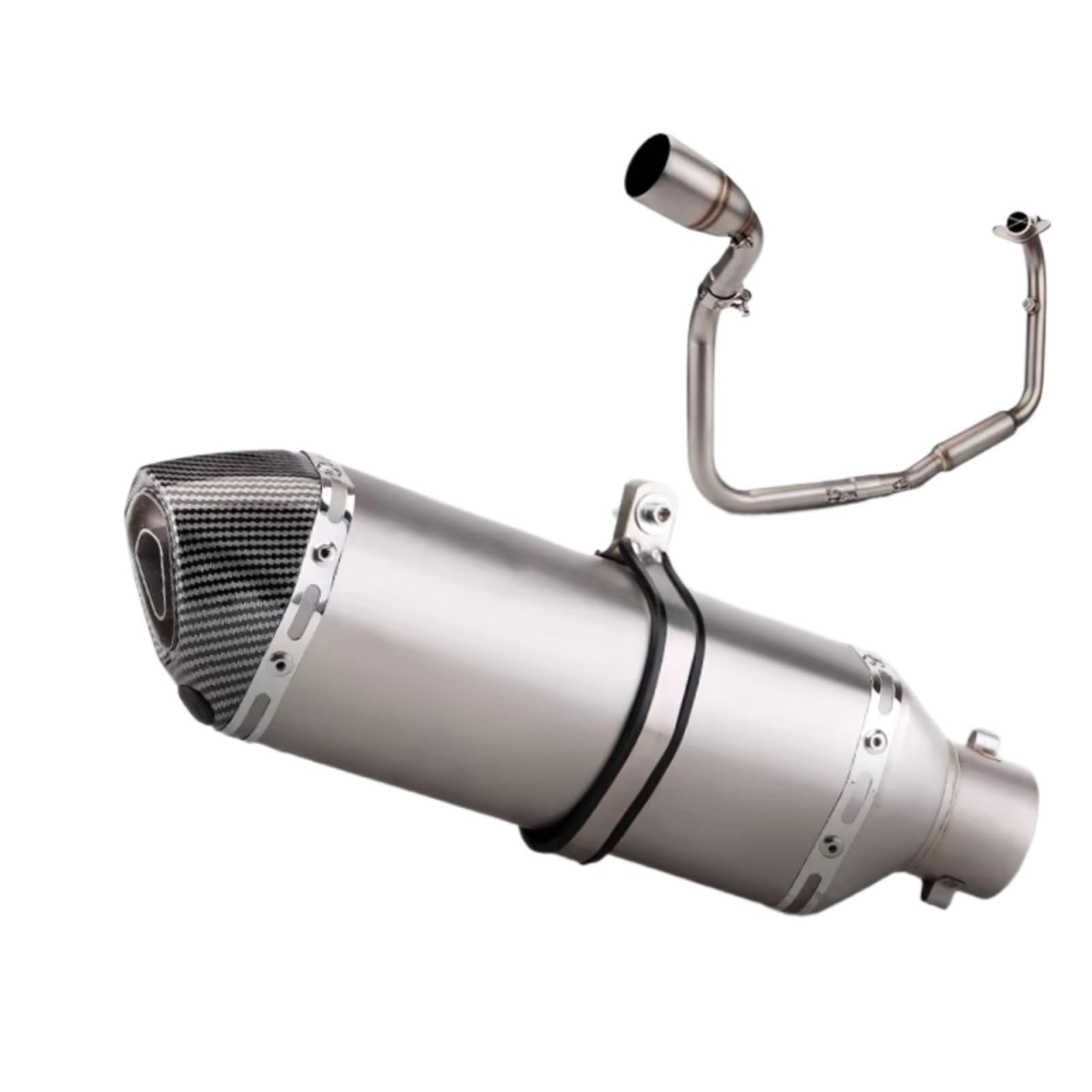 PQAIECXD Motorradauspuff Kompatibel Mit Benelli Für TNT125 2016 2017 2018 2019 2020 2021 2022 Motorradauspuff Modifizieren Sie Das Vordere Verbindungsrohr 370 MM Schalldämpfer(Type C) von PQAIECXD