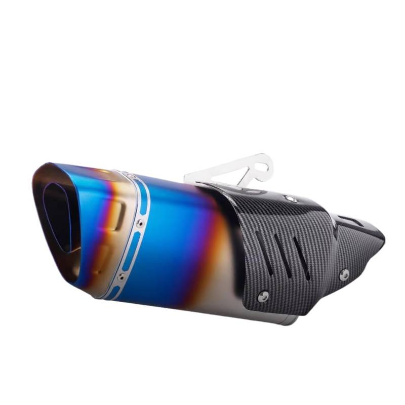 PQAIECXD Motorradauspuff Kompatibel Mit CB400F Motorrad Modifizierter Auspuffschalldämpfer Universal 51mm Halbblauer Schalldämpfer Mit Carbonabdeckung Motorradauspuffrohr(Type A) von PQAIECXD