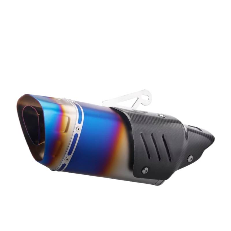 PQAIECXD Motorradauspuff Kompatibel Mit CB400F Motorrad Modifizierter Auspuffschalldämpfer Universal 51mm Halbblauer Schalldämpfer Mit Carbonabdeckung Motorradauspuffrohr(Type B) von PQAIECXD