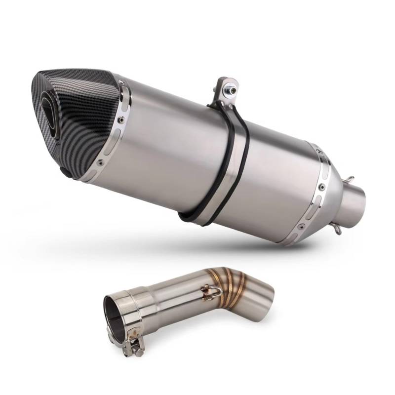 PQAIECXD Motorradauspuff Kompatibel Mit FZ8N Für FZ800 Motorrad-Rennauspuffrohr Motorradzubehör Auspuffmodifiziertes Mittelverbindungsrohr Für Aufstecken Mit Carbon-Schalldämpfer(Type B) von PQAIECXD