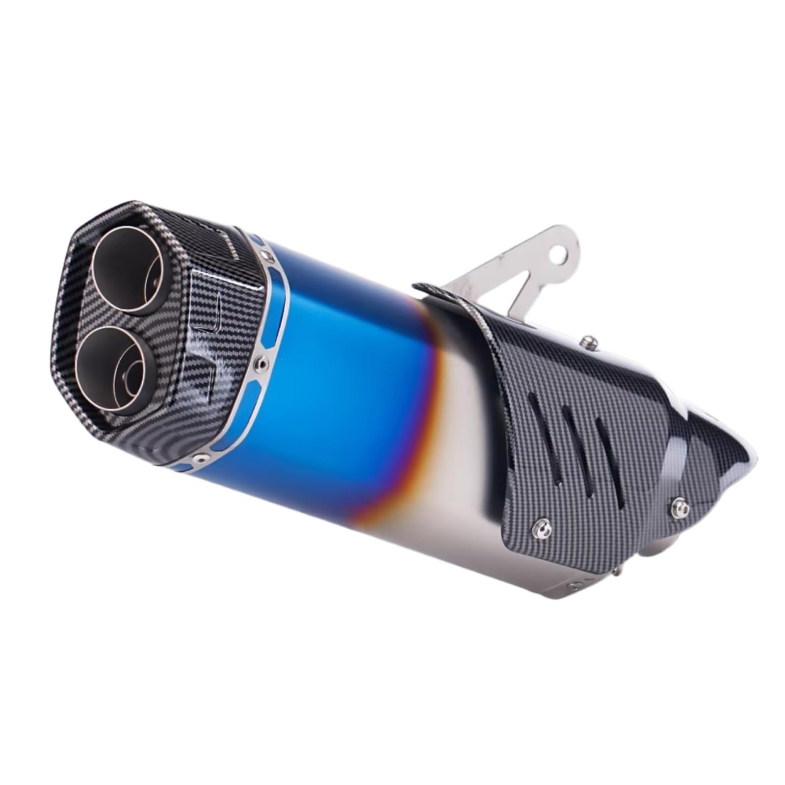 PQAIECXD Motorradauspuff Kompatibel Mit R25 Für MT03, Universelles Motorradzubehör, Slip-On-51-mm-Motorradauspuff, Modifiziertes Doppelloch Mit Abdeckung, Schalldämpfer(Type B) von PQAIECXD
