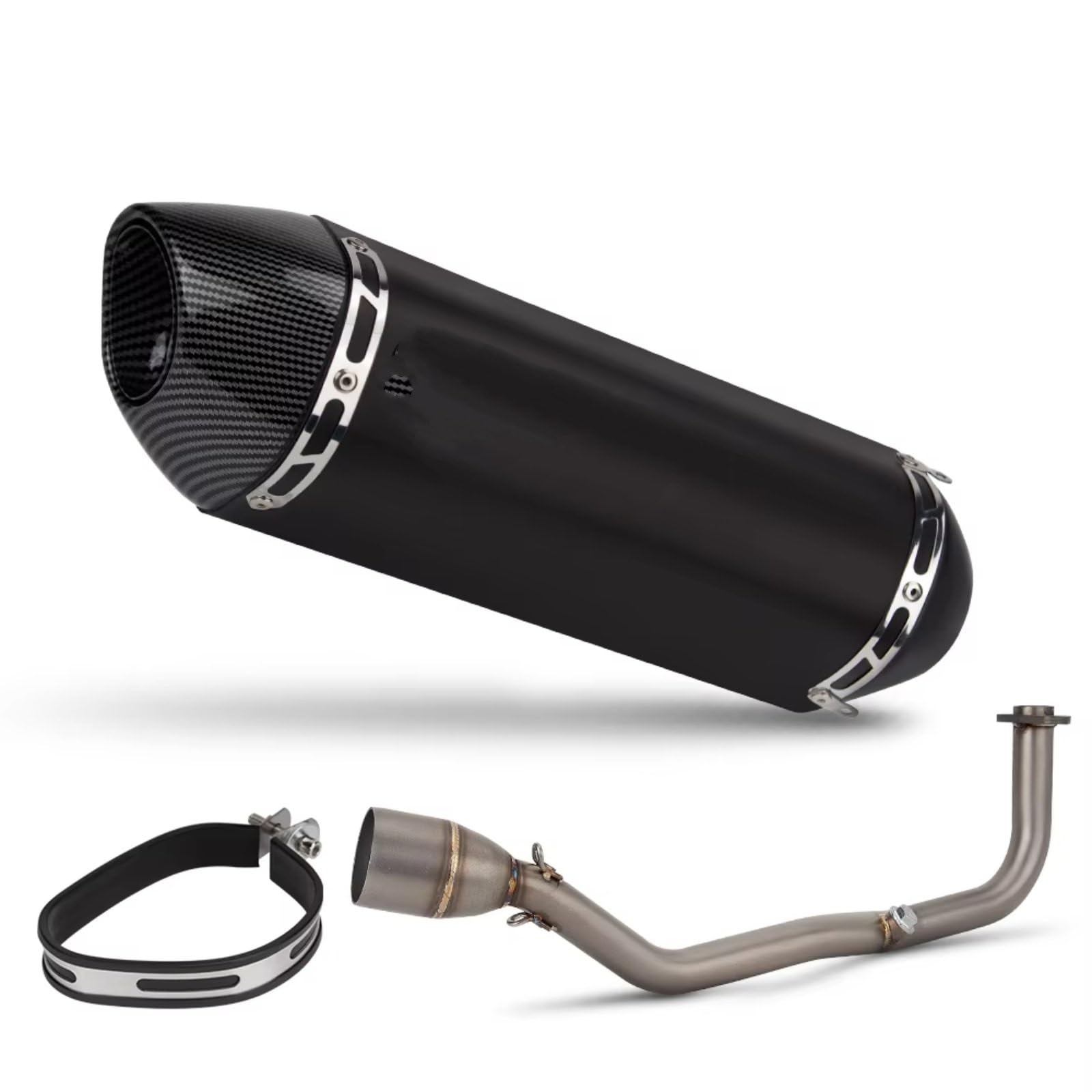 PQAIECXD Motorradauspuff Kompatibel Mit Xmax 125 2021 2022 2023 2024 Motorrad-Slip-On-Auspuff-Modifikations-Schalldämpfer Für Den Anschluss des Vorderen Auspuffkrümmers(Type C) von PQAIECXD