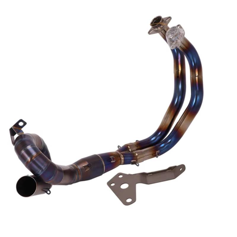 PQAIECXD Motorradauspuff Kompatibel Mit Yamaha Für MT07 FZ07 XSR700 2014–2021 Motorrad-Auspuffanlage Für Escape Moto Für Titanlegierung Front Link Pipe Motocross(Blue) von PQAIECXD
